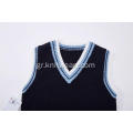 Boy's Knitted Contrast Rib School Vest